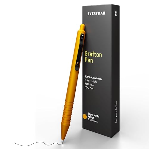 Everyman Amber Grafton Super Matte Full Click Refillable Gel Pen | Durable EDC Writing Tool with Deep Grip | Smooth 0.7mm Ink Flow for Daily Use, Notes, Journaling, and Office Essentials - color: Amber, style: Full Click