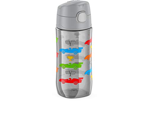THERMOS FUNTAINER 16 Ounce Stainless Steel Vacuum Insulated Bottle with Wide Spout Lid, Off to the Races - color: Off to the Races