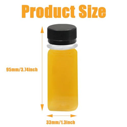 30 PCS 2 oz Plastic Juice Bottles with Lids | Empty Clear Milk Bottles with Lids, Beverage Containers for Juice, Milk and Other Drink - size: 2 oz / 60 ml (30 Count)