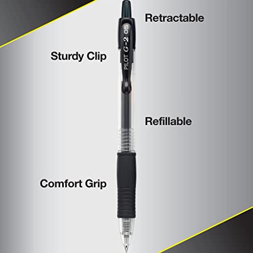 Pilot, G2 Premium Gel Roller Pens, Extra Fine Point 0.5 mm, Pack of 4, Black