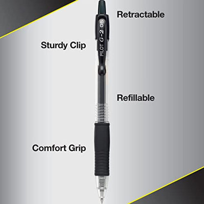 Pilot, G2 Premium Gel Roller Pens, Extra Fine Point 0.5 mm, Pack of 4, Black