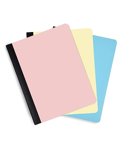 Mintra Office Poly Composition Book (3 Pack, Artic Ice, Sun Yellow, Spring Pink) - durable flexible quality writing notebook journal for school, business, notes, 7.5in x 9.75in, 70 College Ruled Sheets - 3 Pack - color: Artic Ice, Sun Yellow, Spring Pink,