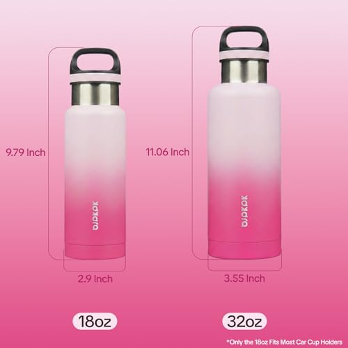 BJPKPK Insulated Water Bottle 32OZ Stainless Steel Water Bottle with Handle Double Walls Vacuum Insulated BPA Free Flask, Cherry - color: Cherry, size: 32 Ounces