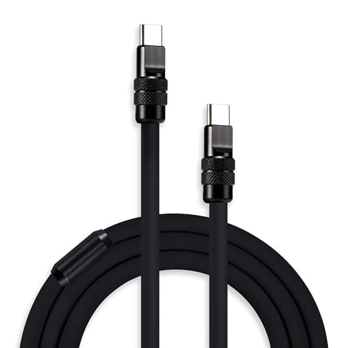 chubbycable Black Chubby Black Samurai Edition 240W USB C Cable Fast Charging Cable Durable Silicone Charger Cord Compatible with iPhone 17-15 Series iPad MacBook Airpods, Type C to Type C, 0.82FT - color: Matte Buckle Black, size: 0.82ft(0.25m), style: T