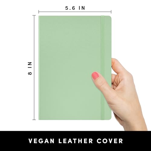 PAPERAGE Lined Journal Notebook, (Sage Green), 160 Pages, Medium 5.6 in x 8 in - 100 GSM Thick Paper – Hardcover Journaling Notebook for Work, School & Note Taking - color: Sage Green, style: A. Lined