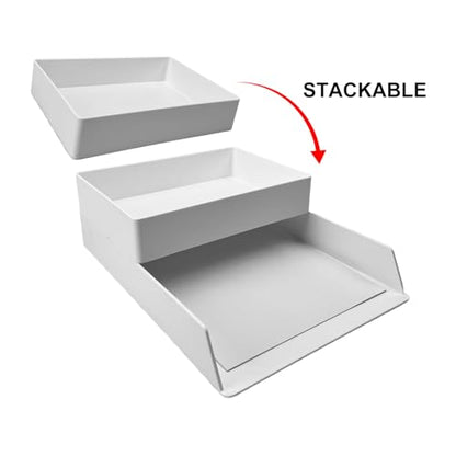 Amazon Basics Rectangular Plastic Desk Organizer with Storage Trays, Accessory Tray, Drawer Organizer, 9.4 x 6.7 x 2 inch, White (Pack of 2) - size: 9.4" x 6.7" x 2" (Pack of 2)