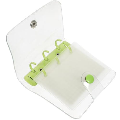 GRIRIW Mini 3-ring Loose-leaf Binder Notebook, Green Clip Decorative Mini Scrapbook Notepad for School, Office, and Personal Notes