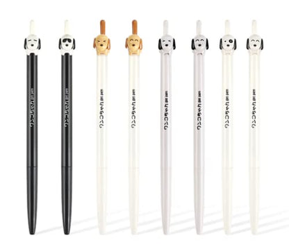 12-Pack Premium refillable&retractable cute dog gel pens,Fine Point 0.5mm black ink,12 pcs of fun pens - style: Dog pens 12-PACK