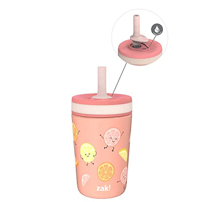Zak Designs Kelso Tumbler Toddler Cup For Travel or At Home, 12oz Vacuum Insulated Stainless Steel Sippy Cup With Leak-Proof Design is Perfect For Kids (Happy Fruit) - color: Happy Fruit