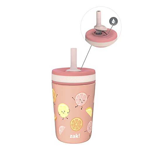 Zak Designs Kelso Tumbler Toddler Cup For Travel or At Home, 12oz Vacuum Insulated Stainless Steel Sippy Cup With Leak-Proof Design is Perfect For Kids (Happy Fruit) - color: Happy Fruit