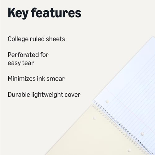 Amazon Basics College-Ruled Spiral Notebook, For Work and School, 70 Sheets, 8" x 10.5", Light Blue, 2-Pack - color: Light Blue, style: College Ruled 2-pack
