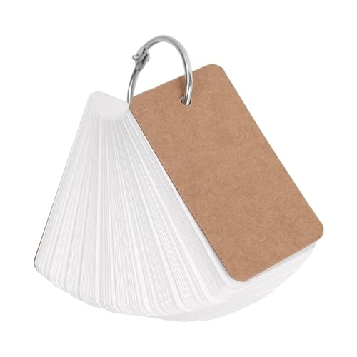 400-100 Sheets Kraft Paper Index Cards Portable Flash Cards With Ring Binder Study Memo Notecards For School Learning Supplies(Brown-100Sheets) - color: Brown-100Sheets