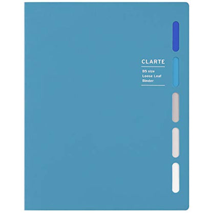 Maruman CLARTE 26‑Ring Binder with 5 Index Windows & Matching 5‑Tab Dividers, B5 Size, 7.17" x 10.12", Includes 10 Loose Leaf Ruled Sheets and Clear Storage Pocket, Holds Up to 120 Sheets, Blue - color: Blue, size: B5