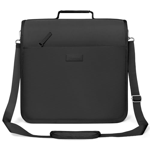 SUNEE Zipper Binder 3 Ring, 3 Inch O-Ring with Handle and Shoulder Strap, 600-Sheet Capacity, 5-Tab Expanding File Folder, Multi-Pockets for Middle School Organizer Binder with Zipper, Black - color: Black