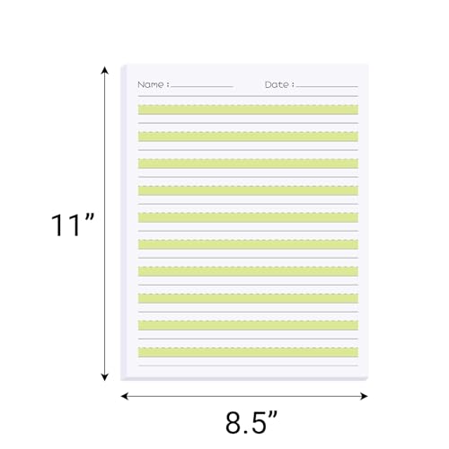zmybcpack 2 Pack 8.5" x 11" Highlighted Write Beginner Paper for Kids | Handwriting Paper for Kids Letter Positioning (100 Sheets Each Pack, Double Printed)