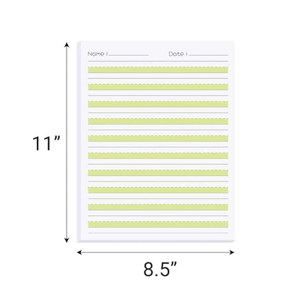 zmybcpack 2 Pack 8.5" x 11" Highlighted Write Beginner Paper for Kids | Handwriting Paper for Kids Letter Positioning (100 Sheets Each Pack, Double Printed)