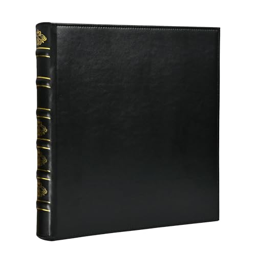 LETVPVOW Vintage Hardback 3 Ring Binder 1 Inch, Professional Leather Binder 3 Ring, Three Ring Binders Fits 8.5" x 11", D Ring Binders for Photo Album, Home, School and Office Supplies- Black - color: Black