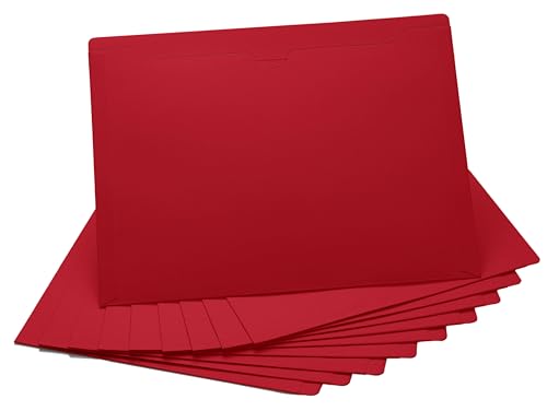 Red File Jackets, Flat-No Expansion, Letter Size, Reinforced Straight-Cut Tab, 10 Pack - color: Red