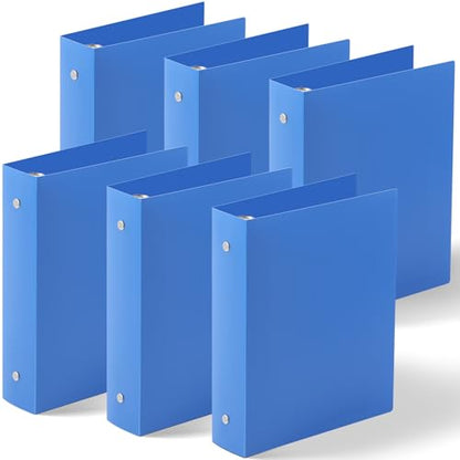 Henoyso 6 Pcs Plastic 2 Inch Mini 3 Ring Binders Fits 5.5" x 8.5" Paper, Holds(Capacity 375 Sheets), Flexible Three Round Rings Small Blue A5 Binders Bulk for School, Office Use, Photo Album - color: Blue, size: 2 Inch