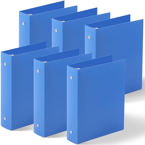 Henoyso 6 Pcs Plastic 2 Inch Mini 3 Ring Binders Fits 5.5" x 8.5" Paper, Holds(Capacity 375 Sheets), Flexible Three Round Rings Small Blue A5 Binders Bulk for School, Office Use, Photo Album - color: Blue, size: 2 Inch