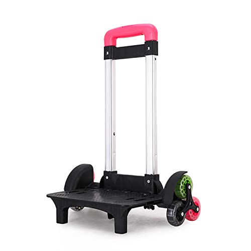 Backpack Trolley with Wheels, Foldable Luggage Trolley,6 Wheels Rolling-Luggage Carts, Aluminium Alloy Travel Hand Trolley for Bags Lunch Backpack - color: 6 Three Color