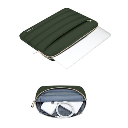 MOSISO Laptop Case 13.3 inch,13-13.3inch Puffy Laptop Sleeve, Army Green | Compatible with MacBook Air 13.6 M5 M4 M3 M2 M1/Neo/Pro 13/14,HP Dell ASUS Lenovo,Polyester Horizontal Bag with Small Case - color: Army Green, size: 13.3 inch