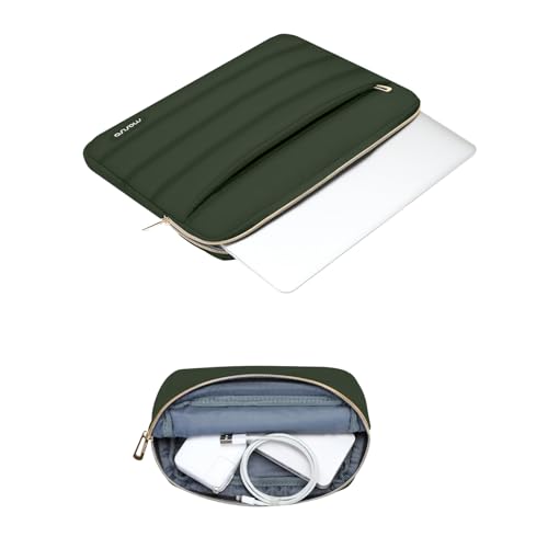 MOSISO Laptop Case 16 inch, 15-15.6 inch Puffy Laptop Sleeve, Army Green | Compatible with MacBook Pro 16 M5 M4 M3 M2 M1, HP Dell ASUS Acer Toshiba Lenovo, Polyester Horizontal Bag with Small Case - color: Army Green, size: 16 inch