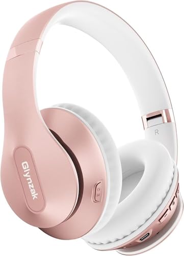 Wireless Bluetooth Headphones Over Ear 65H Playtime HiFi Stereo Headset with Microphone and 6EQ Modes Foldable Bluetooth V6.0 Headphones for Travel Smartphone Computer Laptop Rose Gold - color: Rose Gold