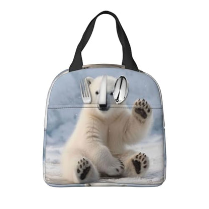 Baby Polar Bear Lunch Box - Insulated Lunch Bags for Kids Boys Girls Reusable Lunch Tote Bags, Perfect for School/Camping/Hiking/Picnic/Beach/Travel - color: Baby Polar Bear