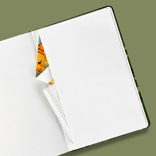 RICCO BELLO Wide Ruled Hardcover Diary Journal, Green Camouflage | School or Travel Notebook, For Boys & Girls, Kids, Tweens, Bookmark, Band Closure, Storage Pocket, 5.7 x 8.4 Inches - color: Green Camouflage
