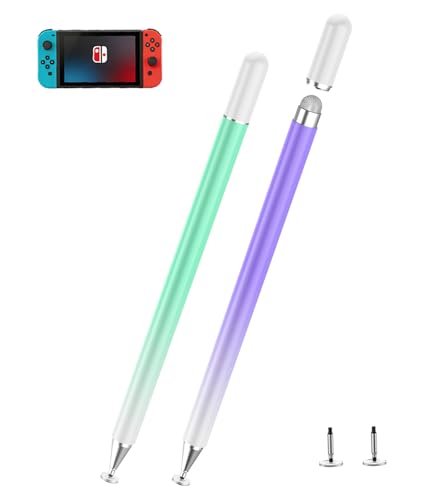 Stylus Pen for Touchscreen, Kenkor 2 in 1 Active iPad Pencil High Sensitivity & Precision, Stylus Pen for Nintendo Switch 2/iPhone/iPad/Samsung/Galaxy/Huawei/Surface, All Touch Screens - Purple+Green - color: Green+Purple