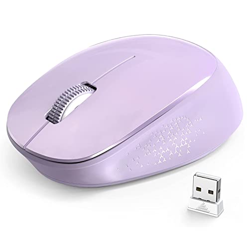 YXLILI Wireless Mouse for Laptop Ergonomic Computer Cordless Mice Portable Silent Optical Mouse with USB Receiver, 1600DPI for Laptop Windows Chromebook Mac Notebook Desktop (Purple)