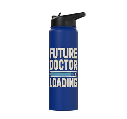 Future Doctor Loading Med Student Progress Bar Stainless Steel Insulated Water Bottle - color: Royal Blue