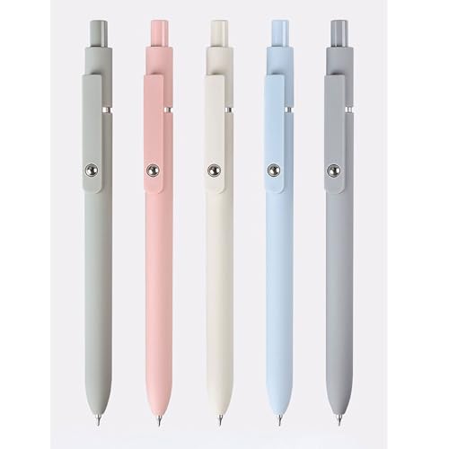 5Pcs Retractable Gel Pen Quick Drying Journaling Pen Smooth Writing for Kid Student Adult Writing Journaling - color: Preppy