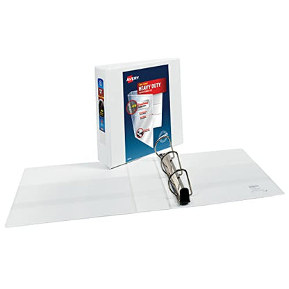 Avery Heavy-Duty View 3 Ring Binder, 3" One Touch Slant Rings, Holds 8.5" x 11" Paper, 1 White Binder (05604) - size: 3"