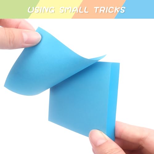 Sticky Notes 3x3 Self-Stick Notes Pads with 6 Bright Colors, Easy to Post for Office, Shool, Home, 6 Pads/Pack, 100 Sheets/Pad (Blue) - color: Blue