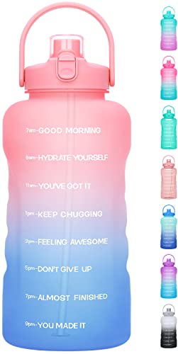 HydroPal 1 Gallon Water Bottles with Straw, 128 oz Water Bottle BPA Free Innovative 2-IN-1 Lid Gym Bottle with Times to Drink Motivational, Large for Sports Fitness Camping Water Jug （13.8X5.5 inch） - color: Dreamland