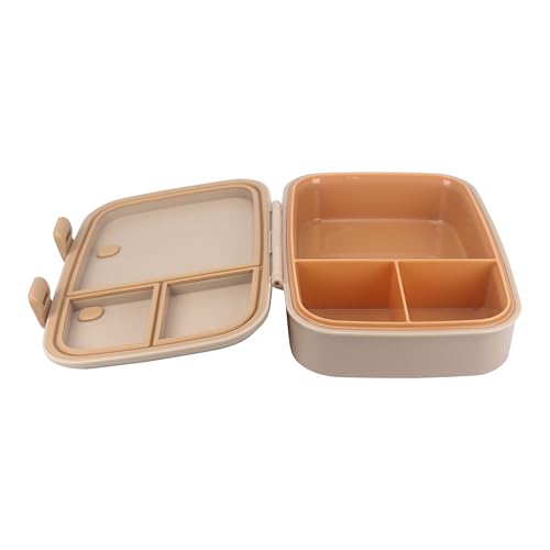 Kids Bento Explorer Lunch Box, 3 No-Mix Compartments, Microwave & Dishwasher Safe, Lightweight with Removable Tray, for Daycare, Preschool, School (Dark Brown Toffee) - color: Dark Brown Toffee