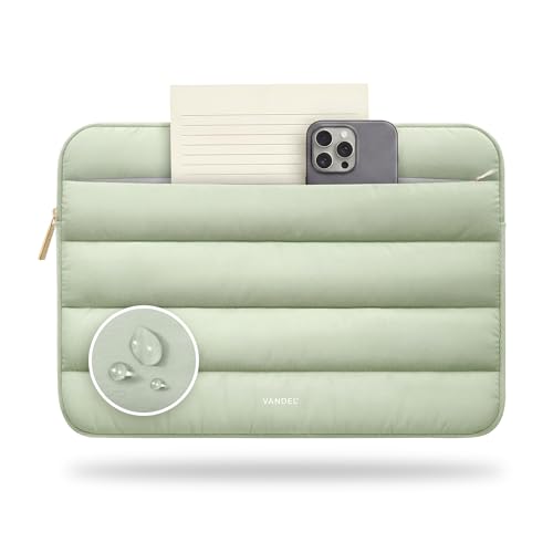 Vandel Puffy Laptop Sleeve Case for 13-14 inch Laptop Sleeve Bag Case 13.3 Inch with Zipper Pocket, Compatible with MacBook Air 13, Pro 14/13 iPad Pro 12.9, HP Dell ASUS, Computer Bag Cover - color: Sage