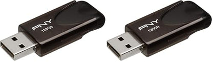 PNY 128GB Attaché 4 USB 2.0 Flash Drive, Black (Pack of 2) - size: 128GB (Pack of 2)