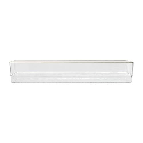Martha Stewart Kerry Plastic Stackable Office Desk Drawer Organizers, 12" x 3", 6 Pack, with Gold Trim - size: 12" x 3"