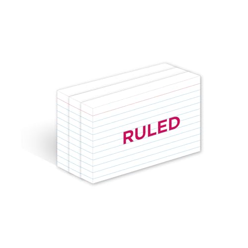 KAISA Lined Index Card 3"x5" Index Cards Flashcards, 2400 Count Ruled on Front, Blank on Back Index Cards, White 24 pack of 100 Shrink, Made in the USA - color: White 24pk, size: 3"x5"