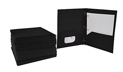 School Smart 2-Pocket Poly Folders with Fasteners, Black, Pack of 25 - color: Black, style: Fasteners
