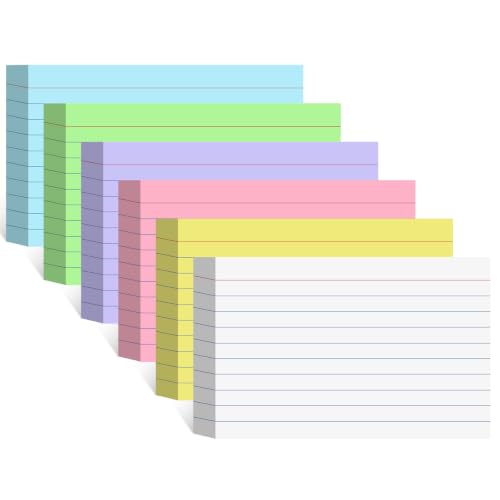 Colored Index Cards 4x6 Inch Flash Cards Heavyweight Lined Flashcards Note Cards for Studying School College Supplies, 162 Count - color: 6 Colors, size: 4x6