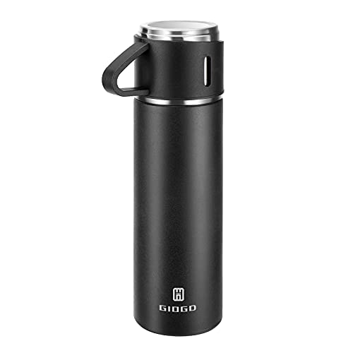 Stainless Steel Thermo 500ml/16.9oz Vacuum Insulated Bottle with Cup for Coffee Hot drink and Cold drink water flask.(Black,Single) - color: Black (Single), size: 16.9 Ounces