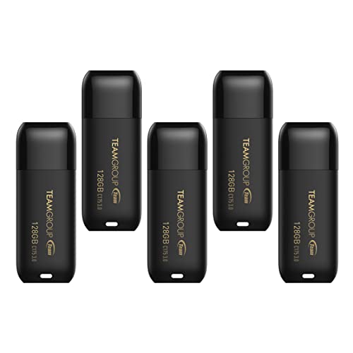 TEAMGROUP C175 128GB 5 Pack USB 3.2 Gen 1 (USB 3.1/3.0) Read 100MB/s Flash Thumb Drive, External Data Storage Memory Stick Compatible with Computer/Laptop Matte Black TC1753128GB21 - size: 128GB (5-Pack)
