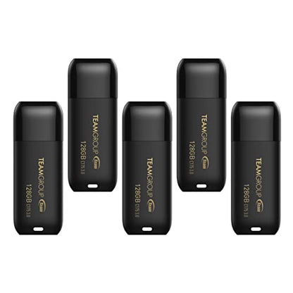 TEAMGROUP C175 128GB 5 Pack USB 3.2 Gen 1 (USB 3.1/3.0) Read 100MB/s Flash Thumb Drive, External Data Storage Memory Stick Compatible with Computer/Laptop Matte Black TC1753128GB21 - size: 128GB (5-Pack)
