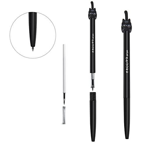Retractable cat Gel Ink Pens Fine Point 0.5mm for Journaling Smooth Writing Quick-dry No Bleed 12pack Black-Ink - style: Cat pens 12-PACK