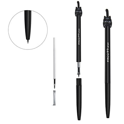Retractable cat Gel Ink Pens Fine Point 0.5mm for Journaling Smooth Writing Quick-dry No Bleed 12pack Black-Ink - style: Cat pens 12-PACK