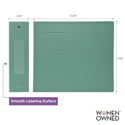 Carstens 4-Inch Heavy Duty 3-Ring Binder - Side Opening, Mint, Durable Plastic, No-Gap Rings, Waterproof Cover, No Pockets, Holds 600 US Letter Sheets, BPA-Free, Made in USA (1844-3R), Case of 10 - color: Seafoam Green, size: Case of 10